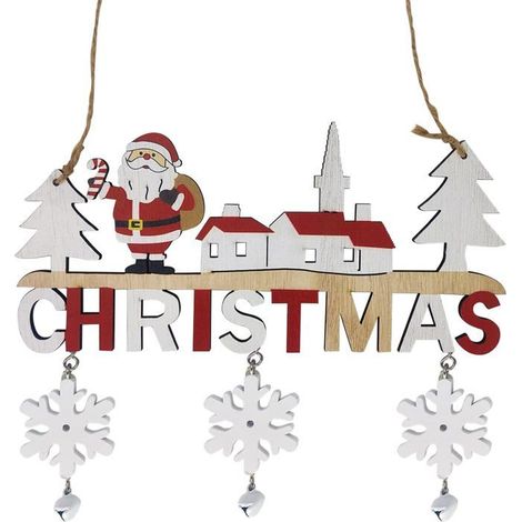 Décorations de Noël - Décorations de Noël en bois -Plaque de Noël - accroche-porte -Décorations de Noël - pour le Père Noël - (1/4)