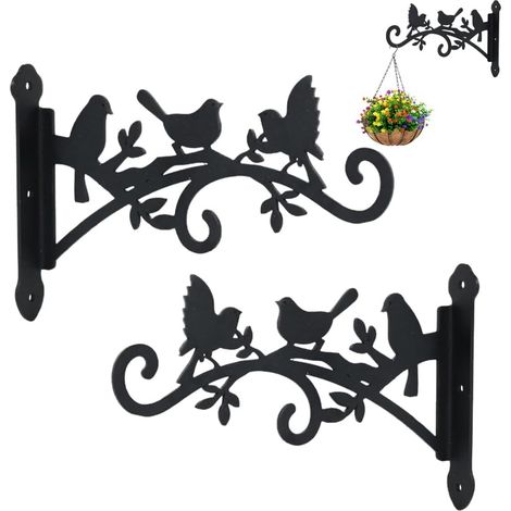 Supports de Panier à Suspendre, 2 Pièces Suspension Mural Crochet Plante, Support Crochet Plante Suspendues, Supports de Panier Suspendu avec Vis, pour Extérieur, Jardin, Plantes, Lanternes (1/5)