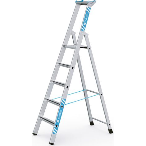 Stufenstehleiter 5 Stufen Alu.elox.Gesamt-H.2150mm Stufen m.Kunststoffeinlage (1/5)
