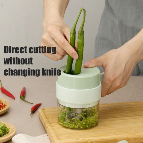 Mini hachoir électrique pour aliments, mini hachoir à ail électrique, petit robot culinaire portable pour ail, oignon, poivron, légumes et viande. (1/5)