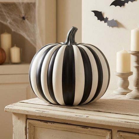 Striped Pumpkin Halloween Ornament (1/2)