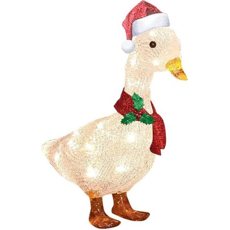MINKUROW Anatra Di Pollo Luminosa Personalizzata Con Sciarpa Decorazione Natalizia Ornamenti Di Prato Di Pollo Luminosi Natale Con Mini Luci Piatte 2d Animali Decorazioni Natalizie All'aperto