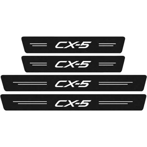 (4 pièces) Seuil de porte en fibre de carbone,protection anti-rayures,autocollant décoratif avec logo CX5 pour Mazda CX-5 (1/3)
