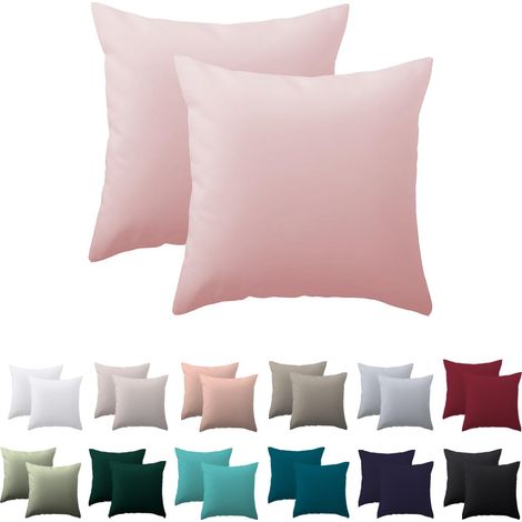 Lot de 2 taies d'oreiller 40 x 40 cm - Housse de oreiller 40x40 cm Rose poudré, 100% taies d'oreiller en microfibre avec fermeture éclair, Douces et sans repassage (1/5)