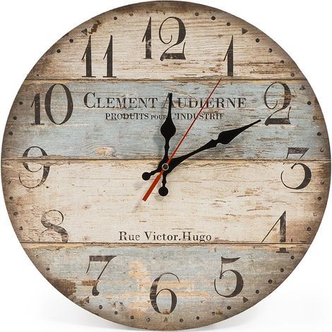Reloj de pared/cocina de madera de 30 cm (12 pulgadas) estilo rústico, silencioso (Victor Hugo) (1/5)