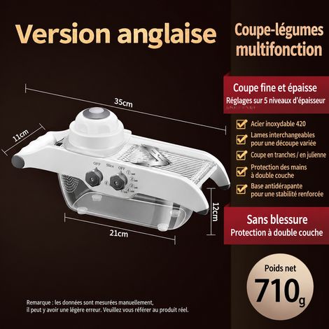 Trancheur de citron manuel multifonction en acier inoxydable 420, version anglaise, coupe-fruits et légumes, 35 × 11 × 12 cm, 3 kg. – Livraison gratuite