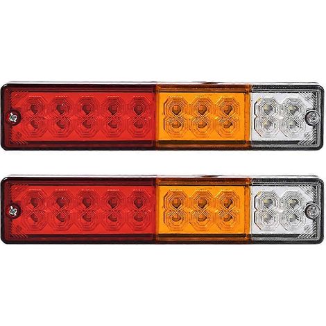 Lot de 2 feux arrière de remorque à 20 LED, 12/24 V, pour voiture, camion, feu stop, clignotant et feu de recul, étanches, pour camping-car. (1/5)