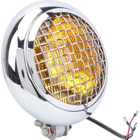 Phare de moto rond LED 12 V style rétro 60 W feux de route/croisement lumière jaune étanche (1/5)
