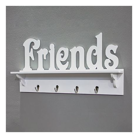 Portemanteau mural Friends 60x9x30 cm blanc