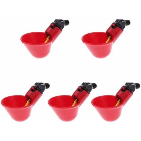 Abreuvoir à Poule Automatique Tasses d'eau Potable Rouge Abreuvoir Poules Bien Pratique en Plastique pour Oiseaux Poule Volaille - 5PCS (1/5)