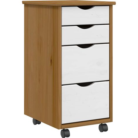 Armoire roulante avec tiroirs-Meuble de rangement MOSS bois de pin marron miel 477111 (1/5)