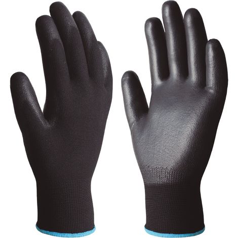 Guantes de poliéster y palma de poliuretano (Talla 8) color negro (1/5)