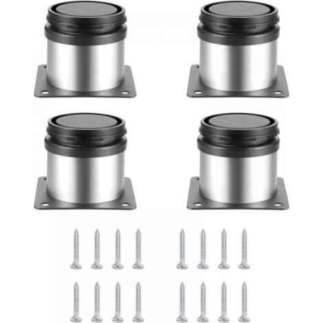 4 Pièces Pieds de Meubles Réglables, Pied de Table Reglable Hauteur Métal, Pieds Meuble Cuisine, Pieds de Meubles Armoires éTagèRes Table Acier Inoxydable, avec Vis (50X50MM, Argent) (1/5)