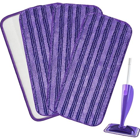 Lingettes réutilisables compatibles avec Swiffer WetJet, lingettes lavables avec têtes de nettoyage de rechange en microfibre (violet) (1/5)