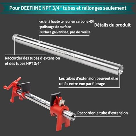 pièces 38CM Barre d'extension en acier inoxydable pour clip de tube de 3/4'' (1/3)