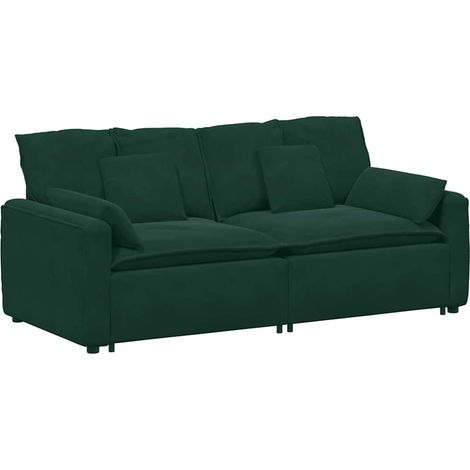 Divani da Giardino Divano Modulare con Cuscini Verde Scuro (1/5)