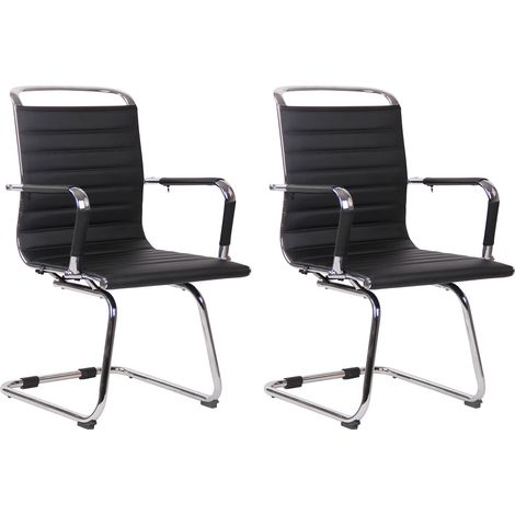 Set de 2 sillas de conferencia Balve Negro Simil cuero
