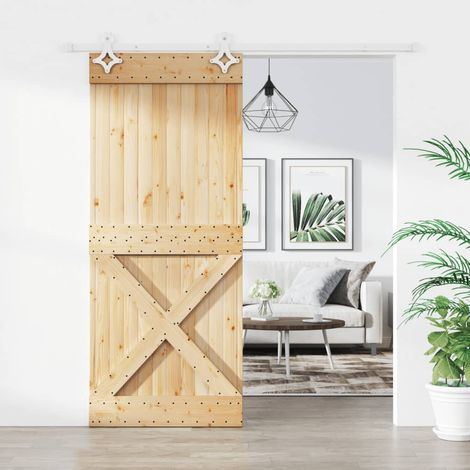 Puerta corredera con herrajes madera maciza de pino 85x210 cm vidaXL (1/5)