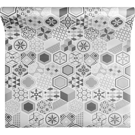Tappeto Passatoia Cucina Antiscivolo Larghezza Maxi 100 Cm Antimacchia Multiuso Corridoio Soggiorno Lavabile Ingresso Camera Mattonella grigia - 100x100cm (1/5)