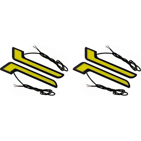 Adecuado para 2 pares de luces LED de circulación diurna y antiniebla COB tipo L de alta potencia para automóviles, color blanco, 12 V CC.
