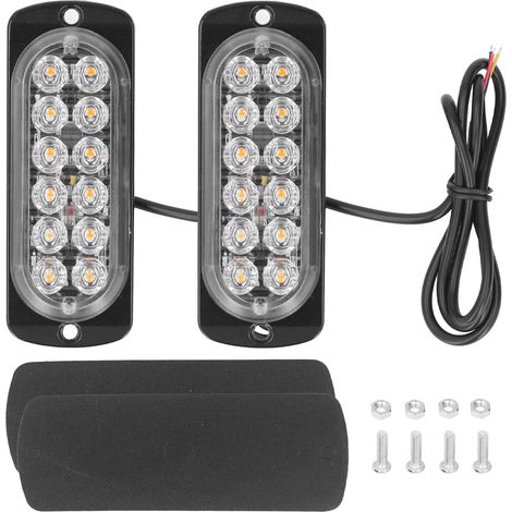 Ortviai Feu de signalisation latéral pour camion – 2 pièces, 12 LED jaunes, 36 W, 12-24 V, étanche IPX4 (1/5)