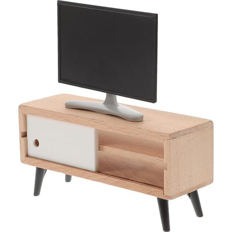 Miniature TV pour Maison De Poupée Mini Modèle De Télévision avec Armoire Télévisée Décor Télévisé DIY Accessoire Meuble TV Miniature pour Château De Poupée Photo Prop (1/5)