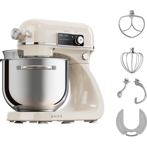 DREAME MX60 Impastatrice Design a Doppio Gancio Brevettato, Motore CC Silenzioso da 800 W e Ciotola da 6 L, Display Digitale Intelligente, 12 Velocite e Numerosi Accessori