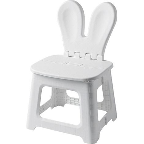 Tabouret pliant léger et portable, marche blanche avec poignée de transport pour enfants, lapin M (1/5)
