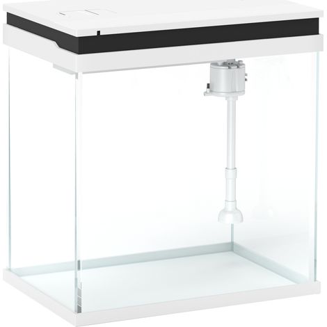 Aquarium en verre 14L complet : réservoir avec filtre, éclairage LED et pompe, 30 x 20 x 33 cm, blanc (1/5)