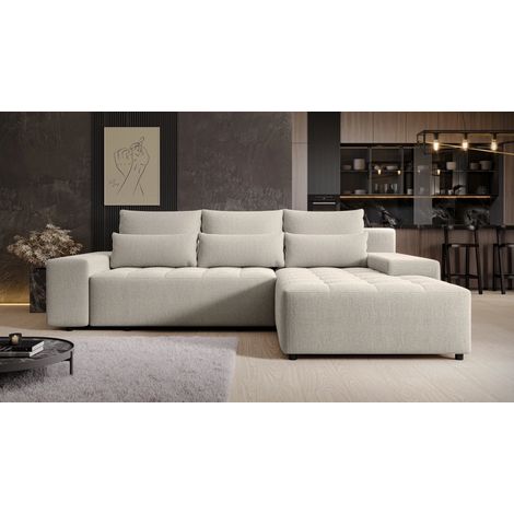 AX LIVING Ecksofa mit Schlaffunktion Alvorada 280 cm creme