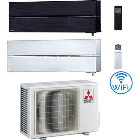 Mitsubishi Kirigamine Style Wifi R32 Klimaanlage Schwarz + Perlweiß Dual Split Inverter 12000 + 12000 BTU mit E.U. MXZ-2F53VF Klasse A+++/A++