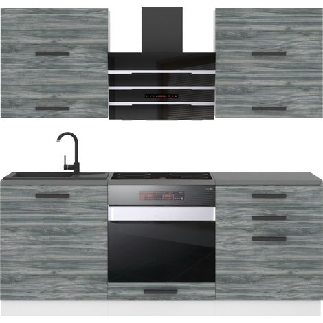 Belini Cuisine Equipee Complete Emily Muebles de Cuisine Complets - 180 cm. Cuisine Complete sans Plan de Travail, chêne Glamour (1/4)