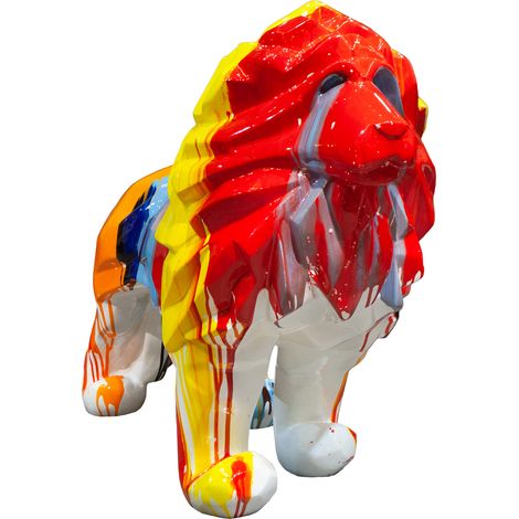 Dekorative Löwenfigur aus Polyresin Kuatéh 105x39x71 cm Mehrfarbig