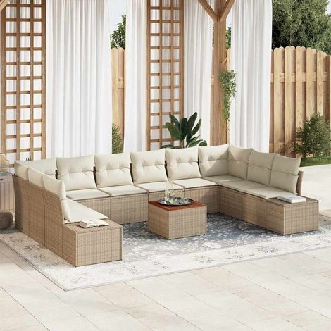 Garten-Sofa-Set mit Speicher 11 pcs Beige und Weiß (1/5)