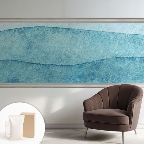 Papier peint intissé mural pour salon chambre à coucher tendance et originale - Colle incluse gratuite Vagues bleues 250x104 cm (1/5)