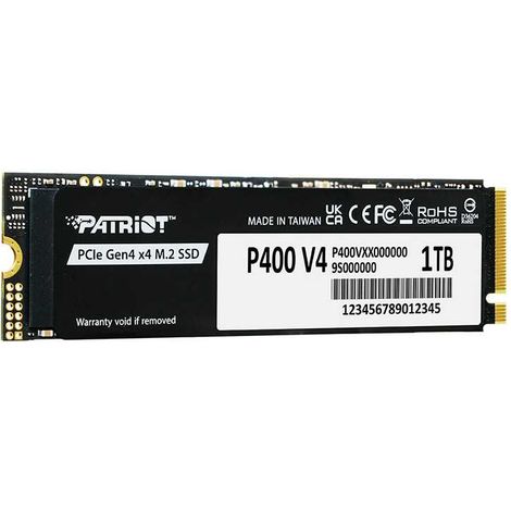 Disco Duro Patriot P400 V4 1 TB M.2 NVMe PCIe Gen4 x4 6000MB/s Alta Durabilidad