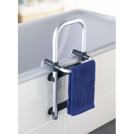 Wenko – Barre de maintien pour baignoire – Aluminium argent – Largeur réglable 6,5 à 13,5 cm – Charge maximale 120 kg