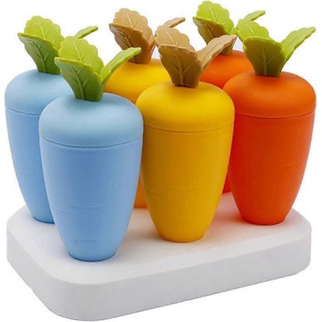 Machine à glace en plastique, mignonne et créative, en forme de carotte, anti-goutte, facile à nettoyer, idéale pour les bébés qui font leurs dents : mini-glaces à l'eau. (1/5)