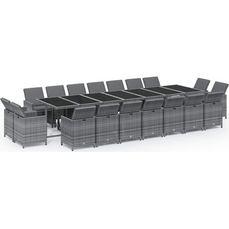 Maison Exclusive - Set da Pranzo per Giardino 19 pz con Cuscini Polyrattan Grigio (1/5)