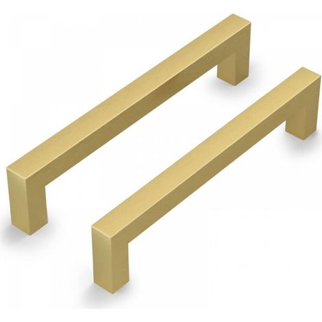 Lot de 2 poignées de placard de cuisine dorées - Espacement des trous : 128 mm - Poignées de porte de cuisine - Poignées de tiroir dorées (1/5)