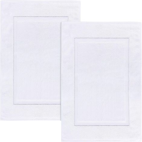 2er-Set Badematten – Baumwollfrottee – 985 g/m² – saugfähig – Badezimmer – Weiß, 53 x 86 cm (1/5)