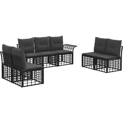 Conjunto de sofás de exterior 7 pcs Negro y Gris oscuro vidaXL (1/5)