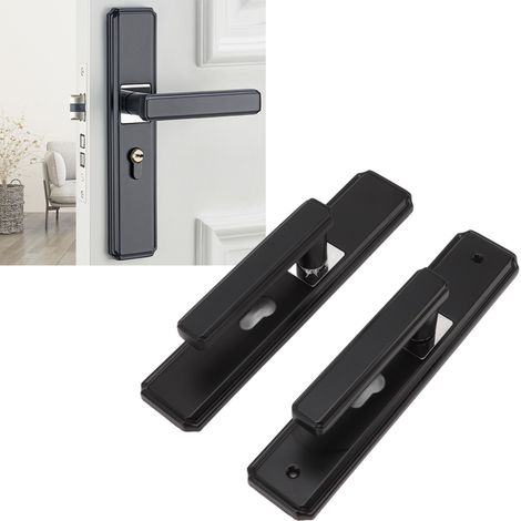 Verrou de porte universel en alliage d'aluminium noir, loquet de sécurité pour porte de chambre à coucher (1/5)