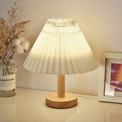 Lampe de table plissée, lampe de chevet à intensité variable, lampe de bureau, lampe de table décorative vintage, lumière blanche (beige) (1/5)