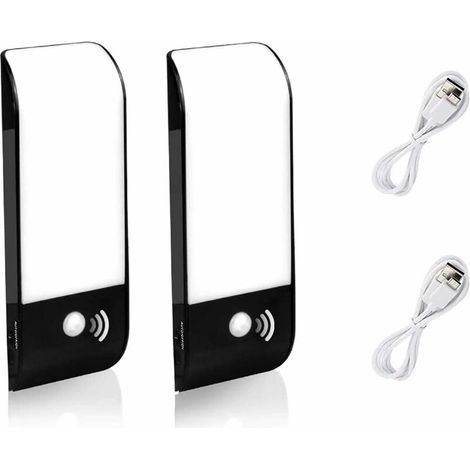 LED Night Lights, 2 Pack of Lights with Motion Sensor, USB Rechargeable Night Lamp, Warm Wireless Light for Stairs, Wardrobe, Porch, Cabinet, Kitchen, Bedroom (1/5)