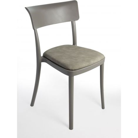 Sedia in polipropilene imbottita design impilabile, per cucina, soggiorno e bar - Saretina ecopelle Nabuk 2 Colori COMBINAZIONE SEDIA Ecopelle Nabuk Tortora Nuvolato (1/5)