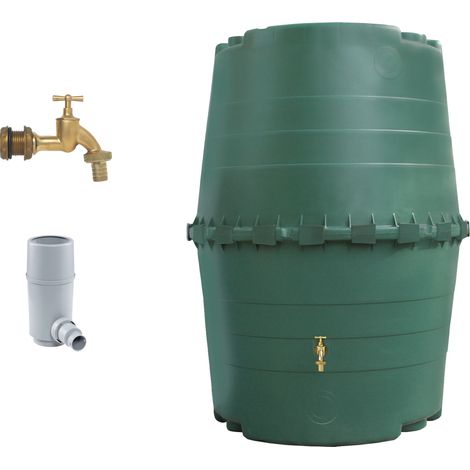 GARANTIA TOP-Tank Regentonne Komplett-Set 1300 Liter dunkelgrün inkl. Messing-Auslaufhahn und Fallrohranschluss (1/5)