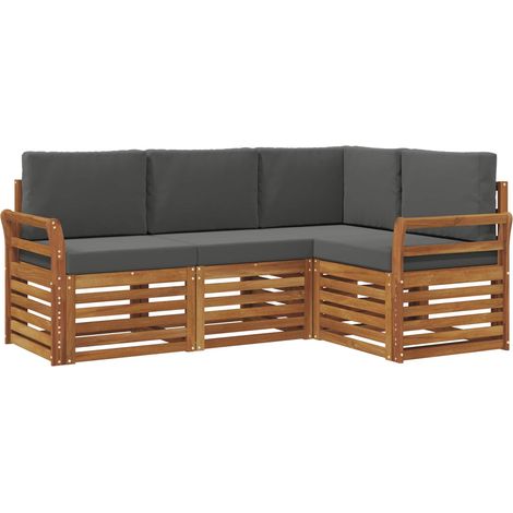 Set divani 4 pz Salotto da Giardino Naturale e Antracite Legno di Acacia Massello (1/5)