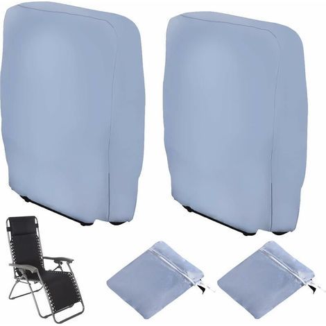 2pcs Housse de Protection pour Chaise Longue Pliante, Coupe-Vent Anti-UV Imperméable Housses pour Chaises de Jardin Pliantes, Housse de Chaise Longue de Jardin, avec Sac de Transport (Gris) (1/5)