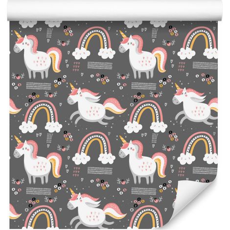 Papier peint licornes et arcs-en-ciel pour salon et chambre 50x1000 cm (1/5)